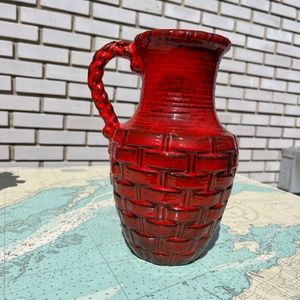 Vintage Carstens Two House Red Ceramic West German Vase / Jug with Handle
